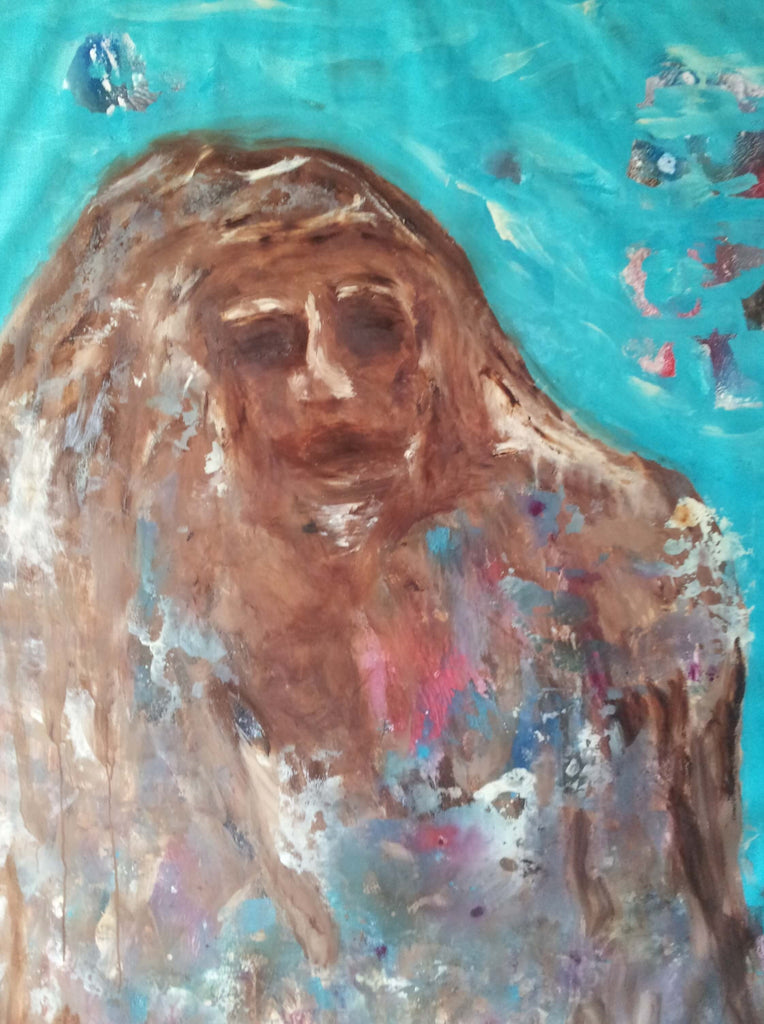 Tibrogargan. Glasshouse Mountains. Landscape painting. Abstract art. oil painting, figurative art, Contemporary Australian art. Australian landscape, Queensland, Sunshine Coast. female artist, Australian artist, turquiose